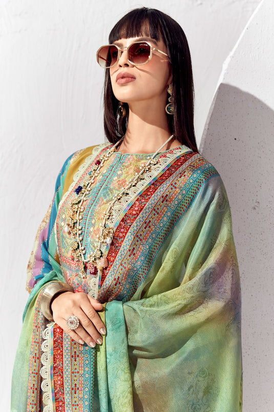 Printed Multi Color Cotton Winsome Salwar Suit
