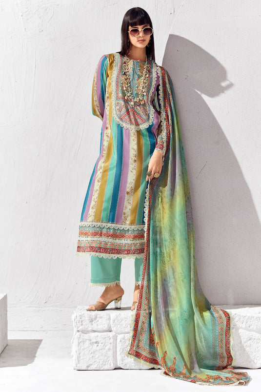 Printed Multi Color Cotton Winsome Salwar Suit