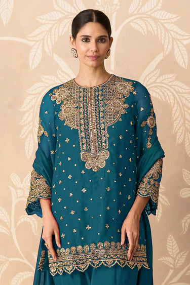 Teal Georgette Suit