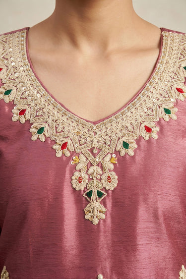Pink Chinon Fancy Embroidered Sangeet Function Palazzo Suit