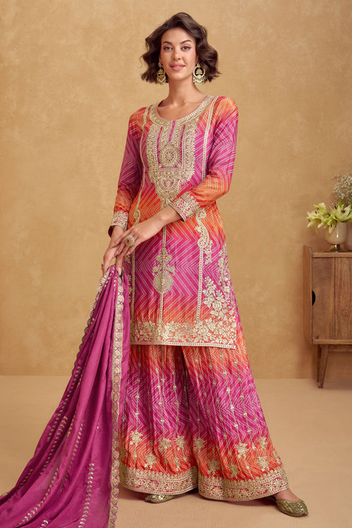 Pink Readymade Sharara Style Salwar Suit