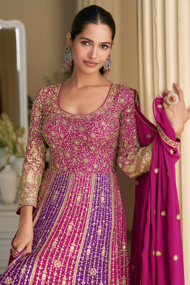 Heavy Embroidered Rani Anarkali Salwar Suit
