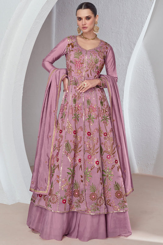 Eugeniya Belousova Pink Color Silk Fabric Incredible Sharara Top Lehenga