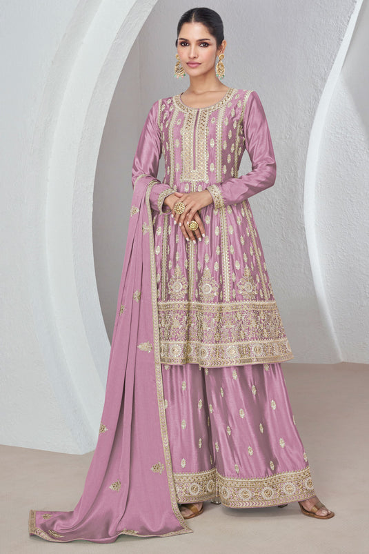 Vartika Singh Ingenious Lavender Color Chinon Fabric Readymade Palazzo Suit