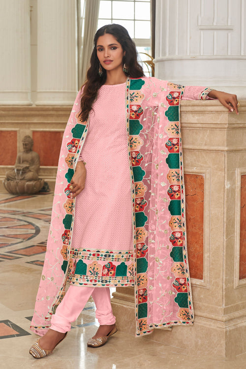 Vartika Singh Georgette Pink Color Excellent Straight Cut Suit