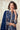 Embroidered Georgette Long Top With Skirt In Blue Color