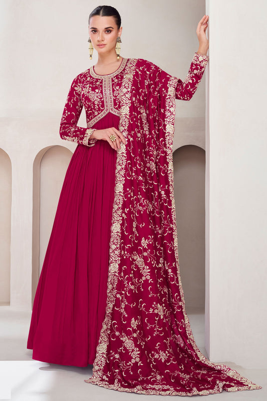 Eugeniya Belousova Attractive Pink Color Silk Readymade Gown With Dupatta