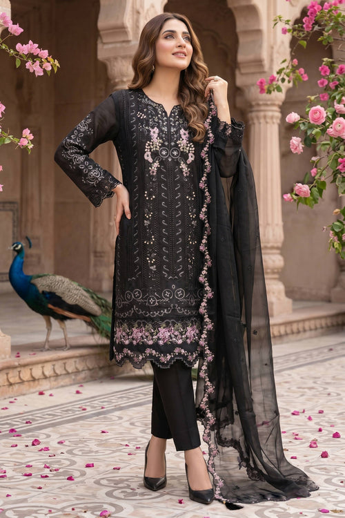 Black Embroidered Chiffon Designer Salwar Kameez