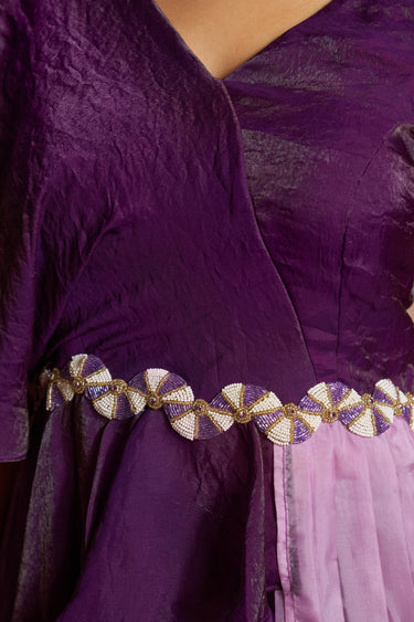 Organza Wine Moti Work Readymade Designer Co Ord Set