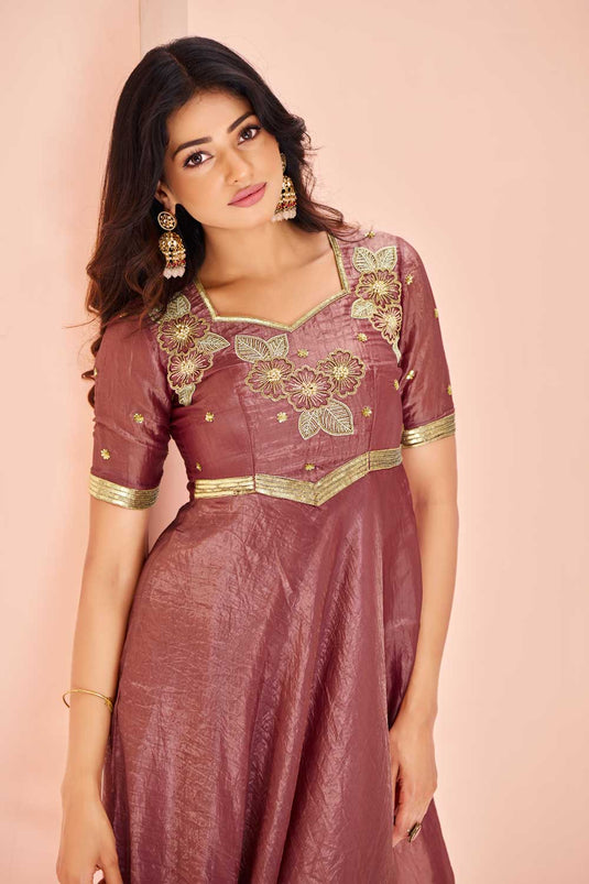 Classic Pink Color Kurti In Organza Fabric