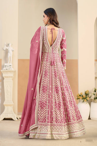 Georgette Fabric Pink Function Wear Anarkali Suit