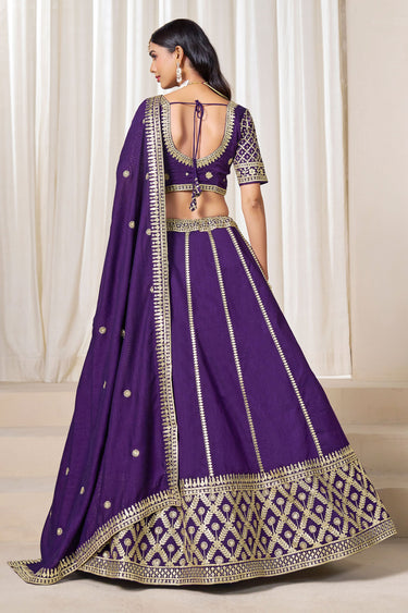 Occasion Wear Embroidered Lehenga Choli In Purple Art Silk Fabric