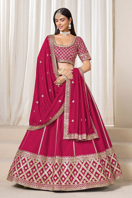 Art Silk Rani Designer 3 Piece Embroidered Lehenga Choli
