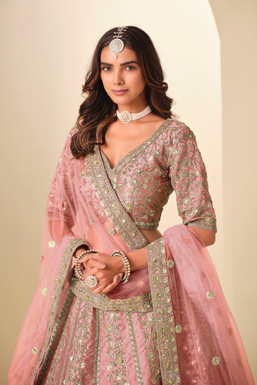 Art Silk Embroidered Pink Function Wear Lehenga Choli With Dupatta