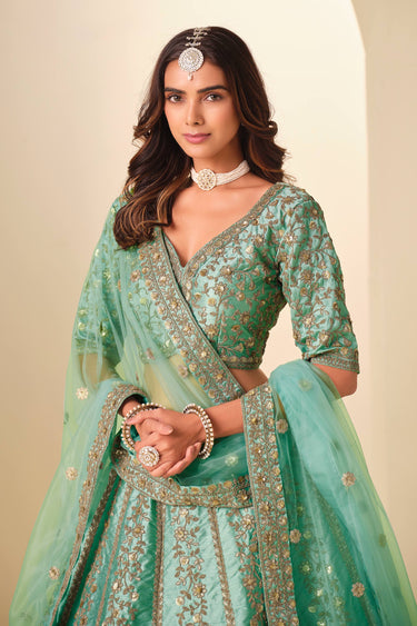 Grey Function Wear Art Silk Embroidered Lehenga Choli With Dupatta