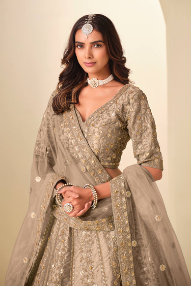 Art Silk Fabric Embroidered Brown Lehenga Choli For Function Wear
