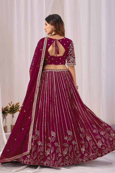 Premium Magenta Sequins Work Wedding Lehenga Choli