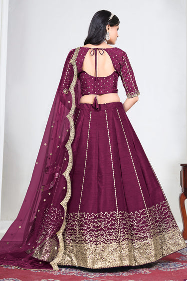 Art Silk Magenta Designer Embroidered Function Wear Lehenga
