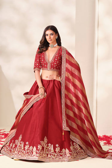 Trendy Sangeet Function Designer Red Lehenga Choli