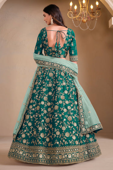 Art Silk Fabric Teal Color Sangeet Wear Lehenga Choli