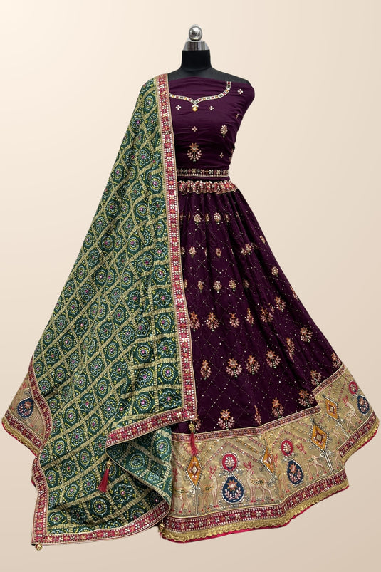 Fabulous Sequins Work Silk Fabric Purple Color Lehenga