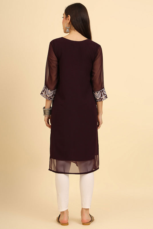 Appealing Brown Color Georgette Casual Wear Readymade Kurti