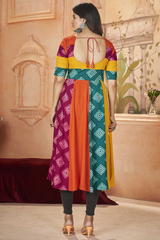 Multi Color Rayon Riveting Ready To Wear Kurti