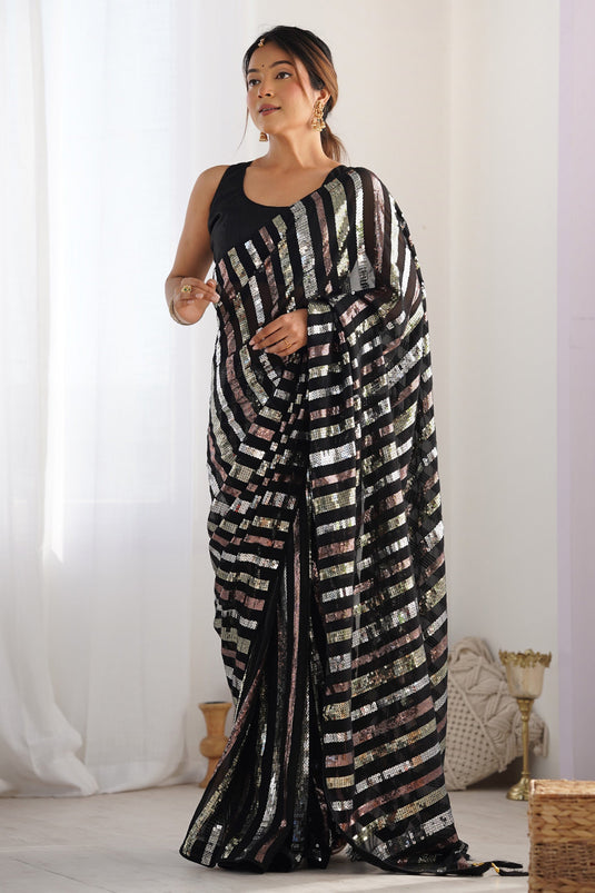 Black Heritage Georgette Saree