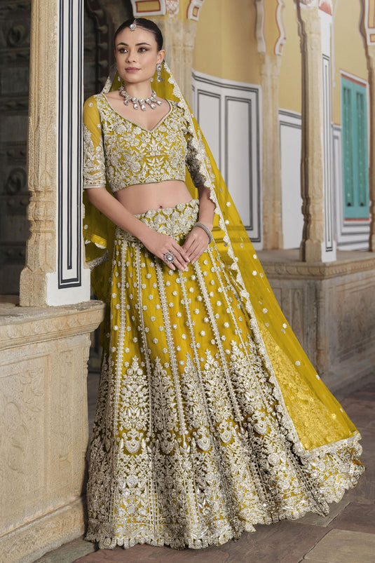 Gleaming Yellow Designer Lehenga Choli