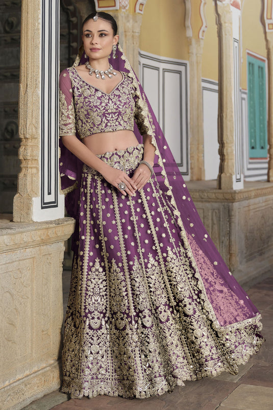 Celestial Purple Net Lehenga Choli