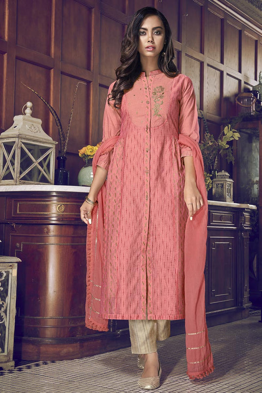 Pink Color Art Silk Fabric Party Style Awesome Salwar Suit
