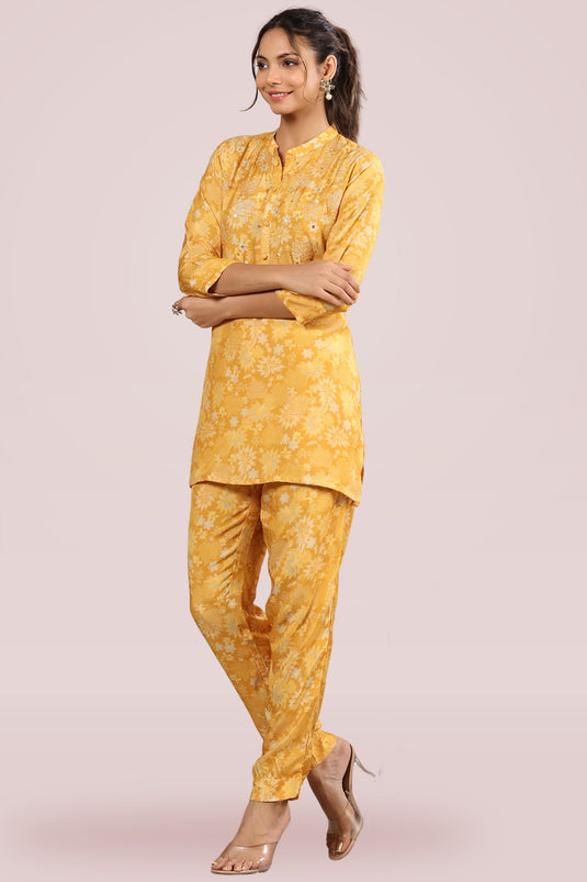 Exclusive All Day Relaxed Yellow Color Designer Readymade Co Ord Set