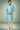 Luminous Wedding Wear Jaqurd Silk Fabric Cyan Color Indo Western For Men