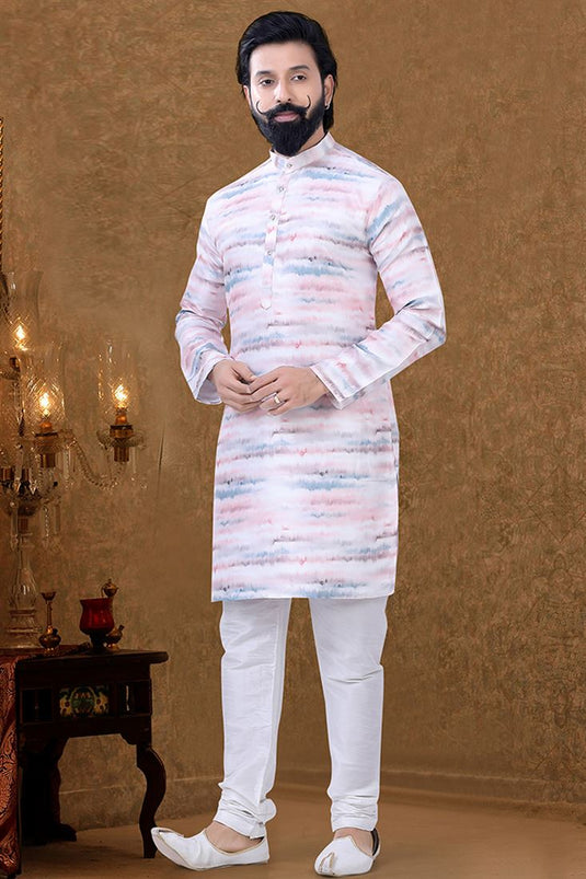 Ethnic Wear Cotton Fabric Multi Color Supreme Kurta Pyjama