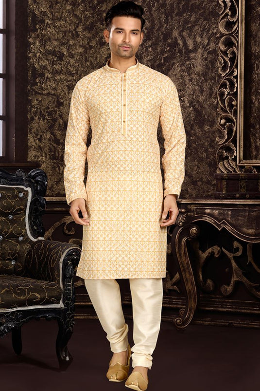 Cotton Fabric Peach Color Royal Digital Printed Kurta Pyjama