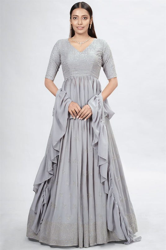 Alluring Georgette Fabric Function Wear Grey Lehenga