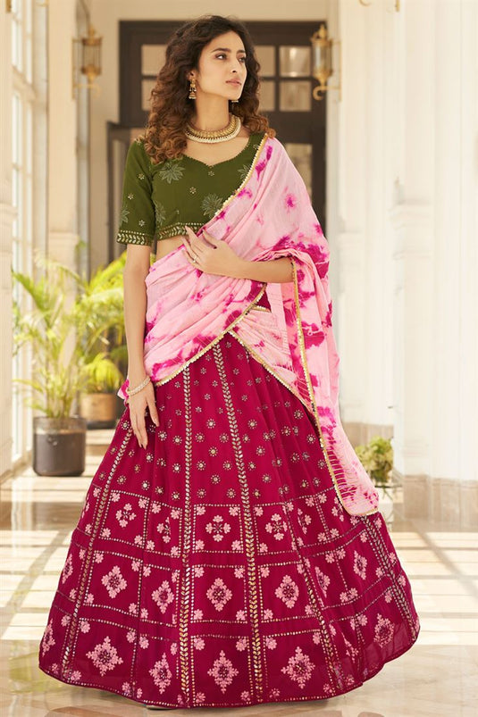 Sangeet Wear Magenta Color Georgette Fabric Charming Lehenga