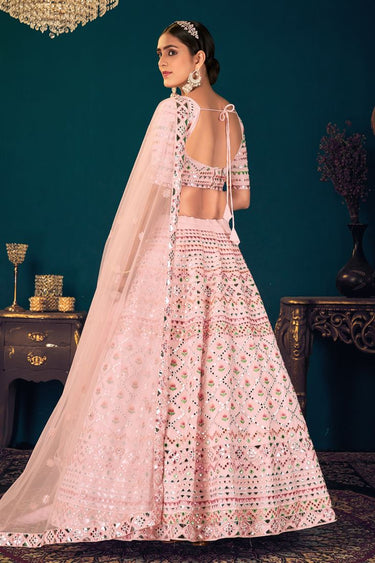 Wedding Wear Georgette Fabric Embroidered Lehenga Choli In Pink Color