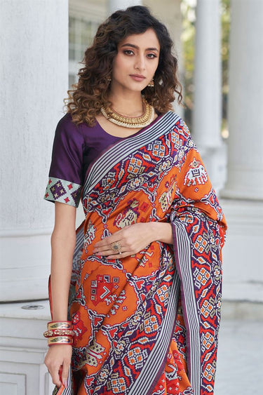 Purple Color Patola Silk Fabric Tempting Weaving Work Saree