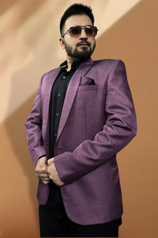 Men Purple Color Ultra Slim Fit Solid Wedding Wear Readymade Blazer