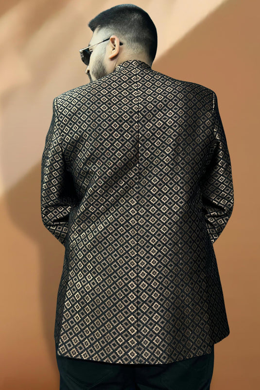 Brown Color Jacquard Fabric Party Wear Readymade Men Blazer