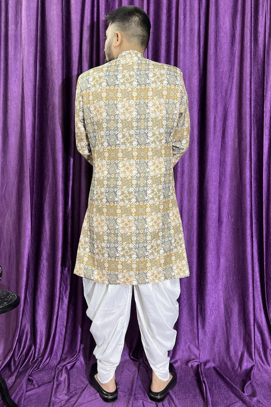 Brown Color Mens Wedding Wear Designer Readymade Peshawari Style Indo Western