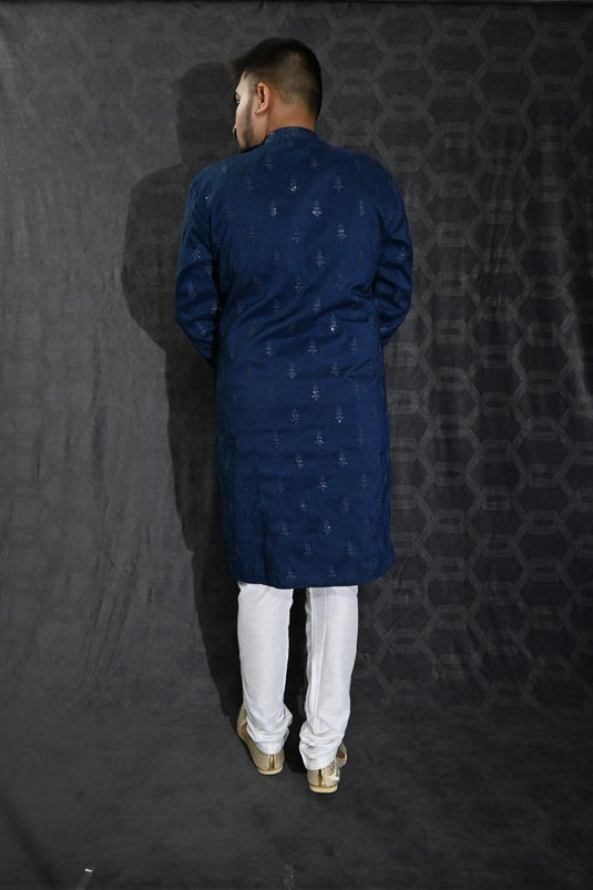 Festive Wear Readymade Lovely Sequins Embroidery Kurta Pyjama For Men