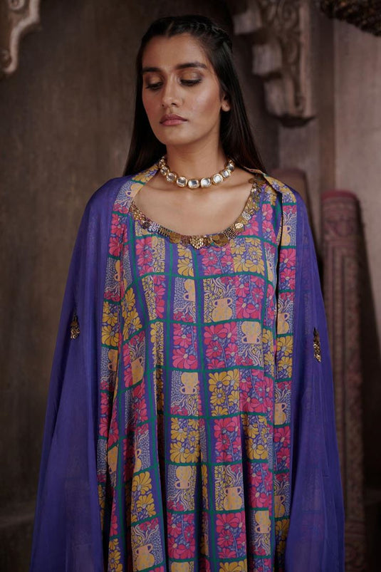 Exclusive Blue Color Viscose Crepe Fabric Hand Embroidered Function Wear Readymade Palazzo Set