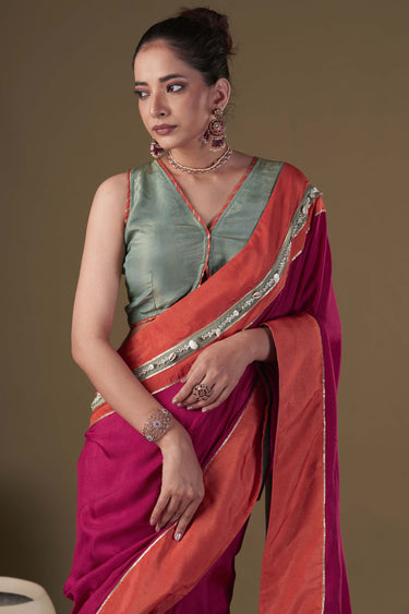 Exclusive Pink Color Art Silk Fabric Embroidered Work Party Wear Designer Readymade Classic Saree