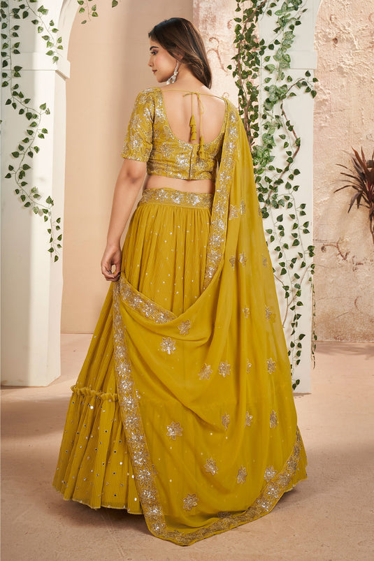 Georgette Fabric Function Wear Mustard Color Phenomenal Lehenga