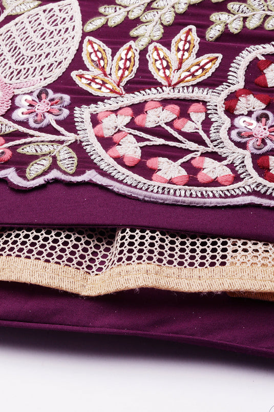 Sequins Work Burgundy Georgette Fabric Sangeet Wear Lehenga Choli