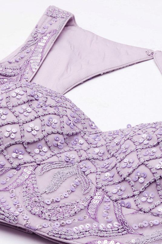 Sequins Work Lavender Net Fabric Festive Wear Lehenga Choli