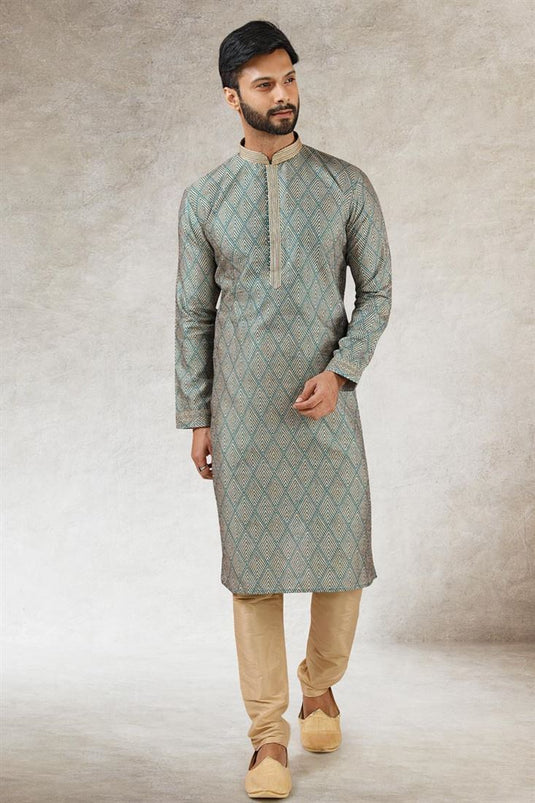 Multi Color Designer Art Silk Kurta Pyjama In Ethnic Look