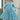 Sky Blue Floral Printed Cotton Ethnic Kurti